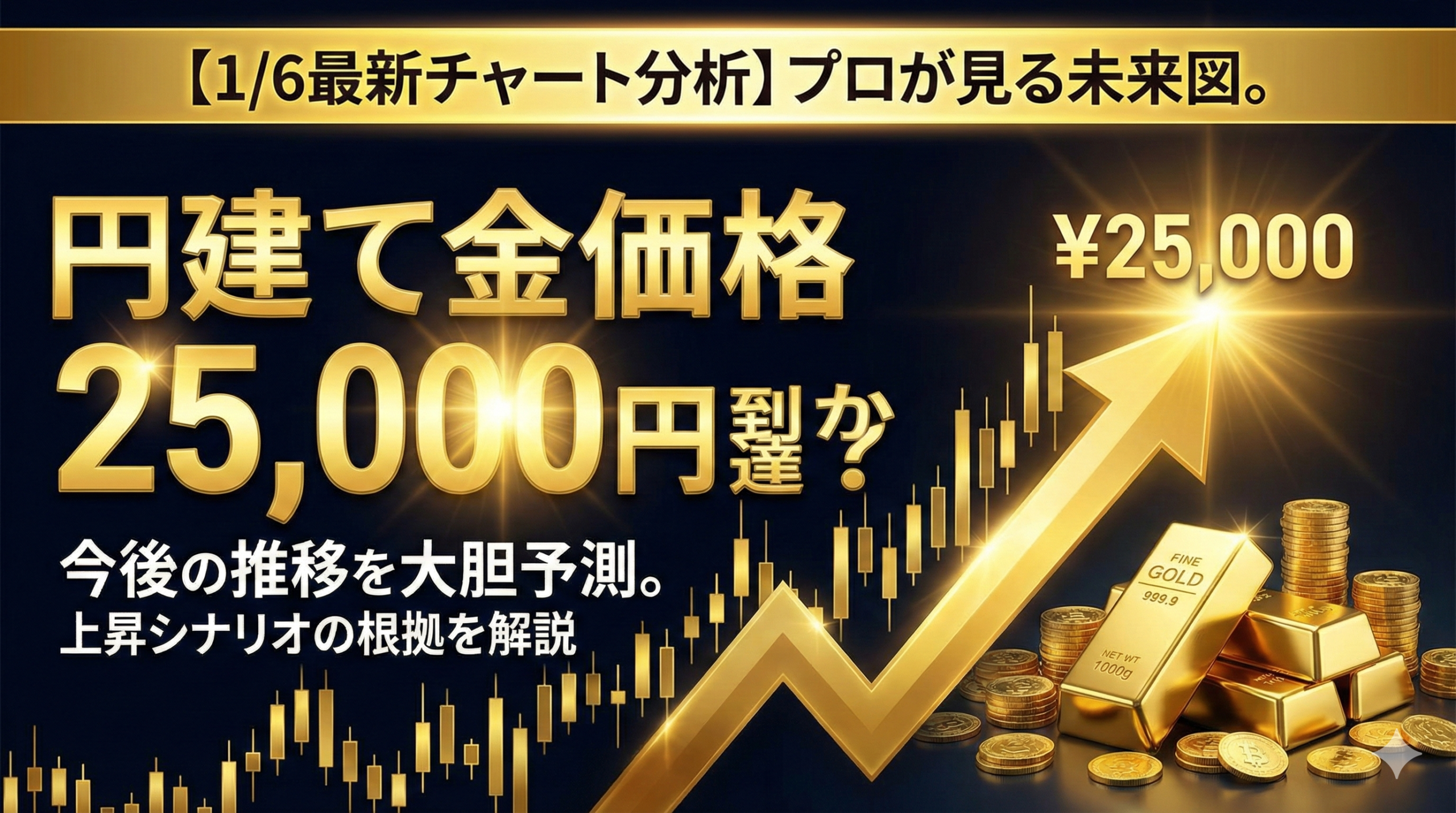 金価格今後：円建て25,000円到達か？1/6最新チャート分析
